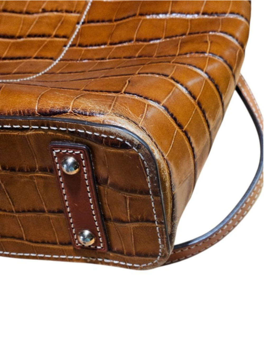 Dooney & Bourke Brown Croc Embossed Leather Tote Bag - Picture 7 of 16